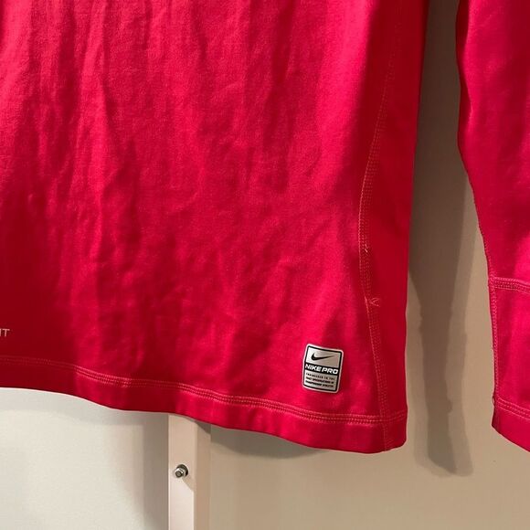 Nike Pro Red Fitted Long Sleeve Athletic Top - Picture 2 of 4